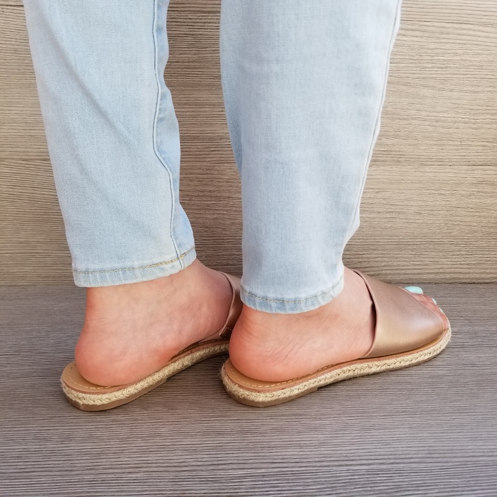 RoseGold Slip on Slider Flat Sandal Espadrille-C - Picture 8 of 8